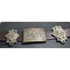 Antique Knights of Pythias UR Belt Buckle & 2 Slides Ceremonial Regalia Reenact